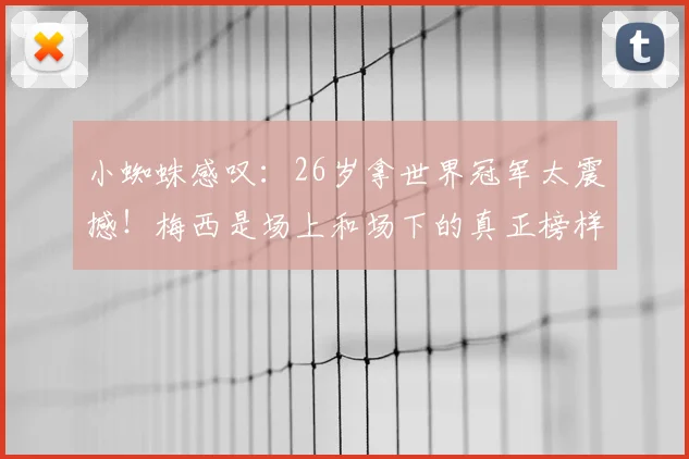 小蜘蛛感叹：26岁拿世界冠军太震撼！梅西是场上和场下的真正榜样，他的故事激励无数人